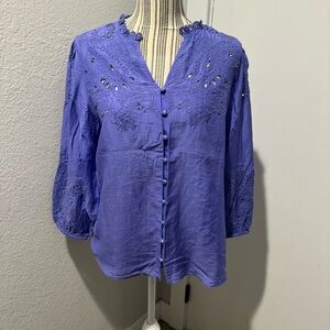 WHBM embroidered eyelet top blouse